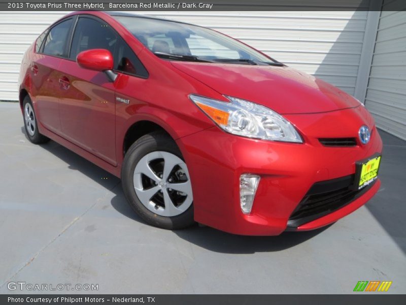 Barcelona Red Metallic / Dark Gray 2013 Toyota Prius Three Hybrid