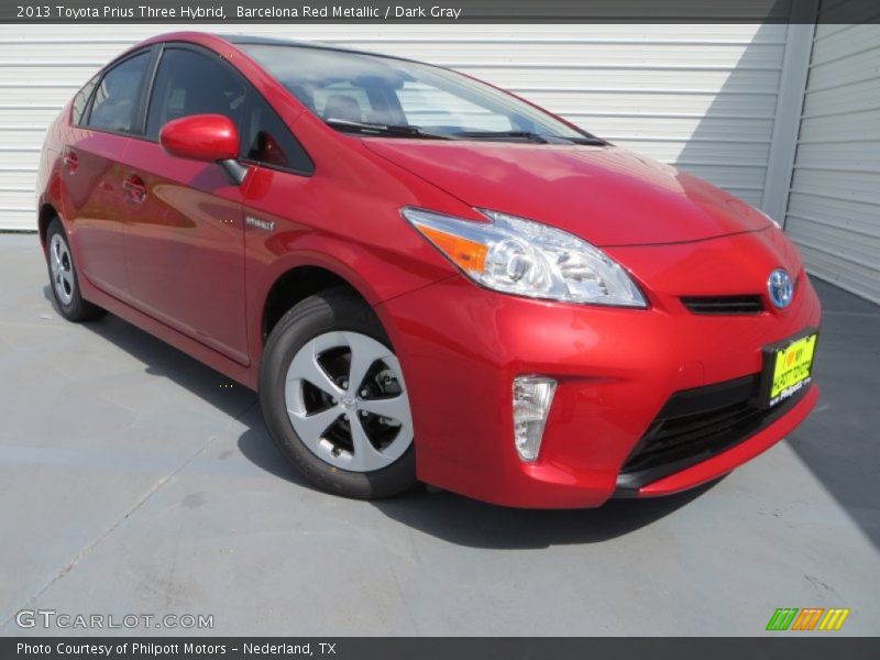Barcelona Red Metallic / Dark Gray 2013 Toyota Prius Three Hybrid