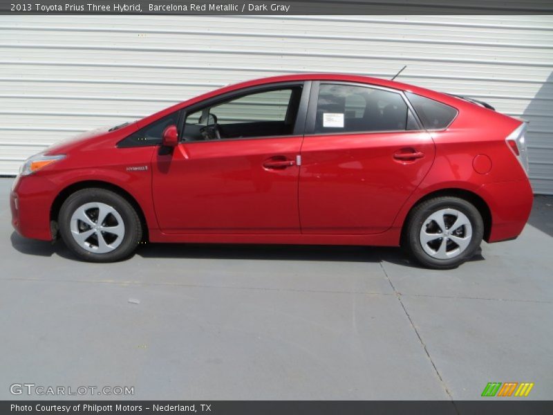 Barcelona Red Metallic / Dark Gray 2013 Toyota Prius Three Hybrid