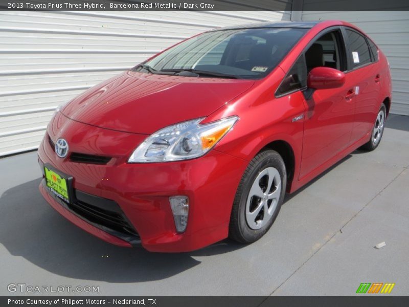 Barcelona Red Metallic / Dark Gray 2013 Toyota Prius Three Hybrid