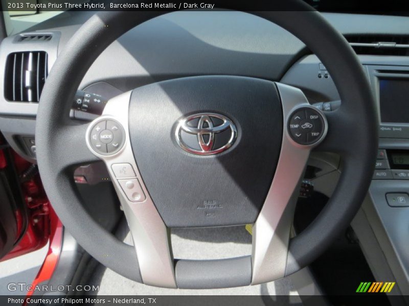 Barcelona Red Metallic / Dark Gray 2013 Toyota Prius Three Hybrid