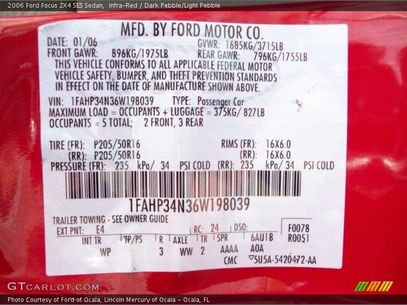 2006 Focus ZX4 SES Sedan Infra-Red Color Code E4