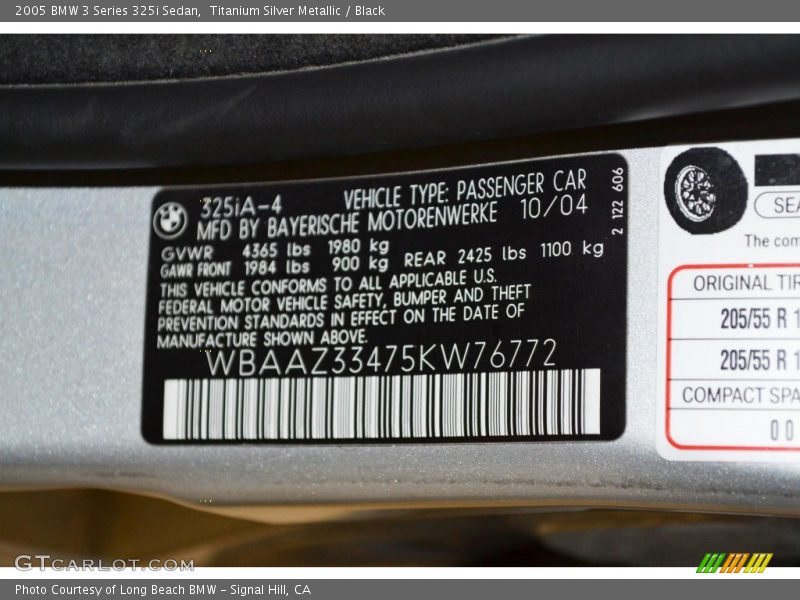 Titanium Silver Metallic / Black 2005 BMW 3 Series 325i Sedan
