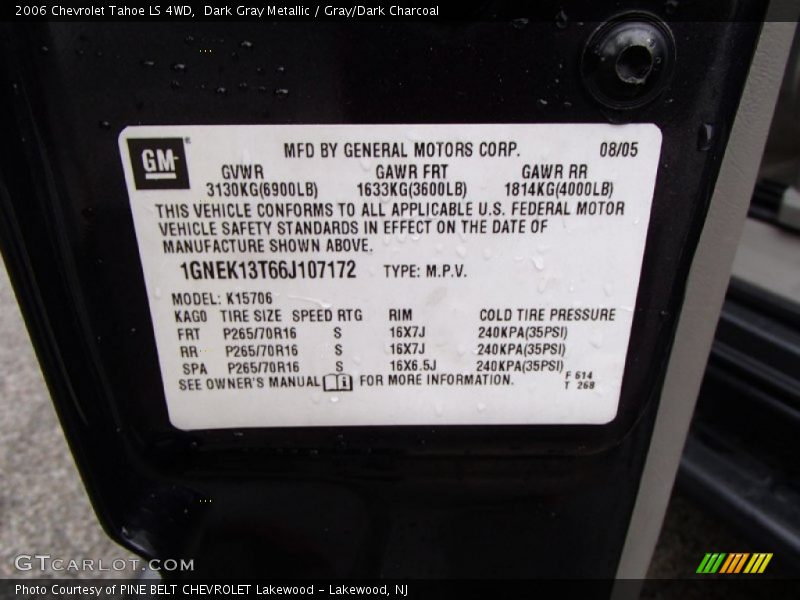 Dark Gray Metallic / Gray/Dark Charcoal 2006 Chevrolet Tahoe LS 4WD
