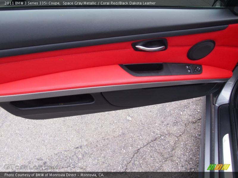 Space Gray Metallic / Coral Red/Black Dakota Leather 2011 BMW 3 Series 335i Coupe
