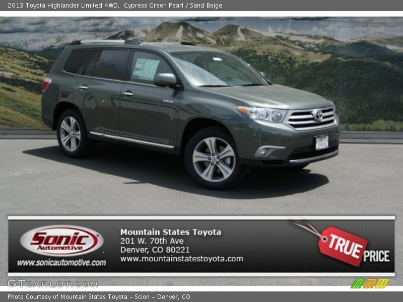 Cypress Green Pearl / Sand Beige 2013 Toyota Highlander Limited 4WD