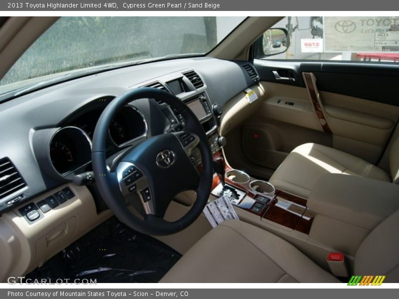 Cypress Green Pearl / Sand Beige 2013 Toyota Highlander Limited 4WD