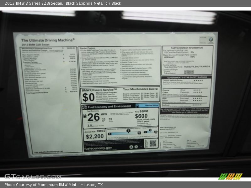 Black Sapphire Metallic / Black 2013 BMW 3 Series 328i Sedan