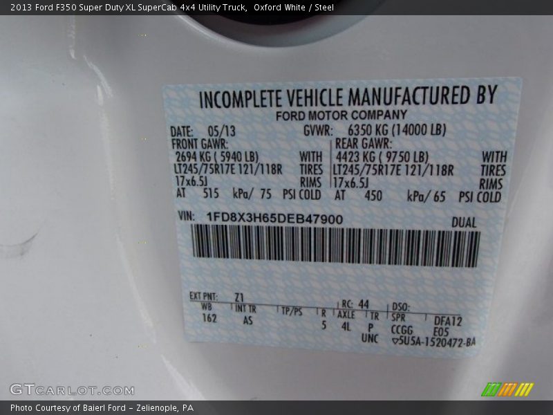 Oxford White / Steel 2013 Ford F350 Super Duty XL SuperCab 4x4 Utility Truck