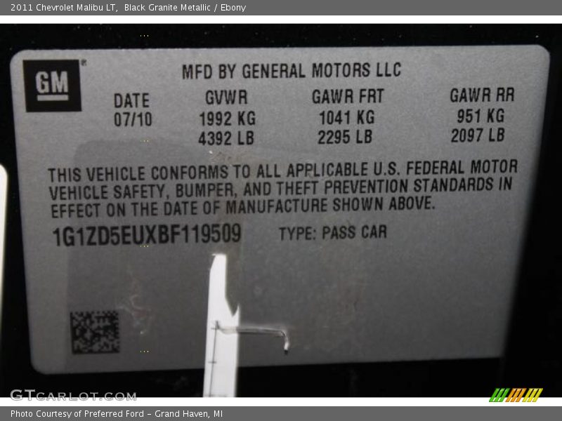 Black Granite Metallic / Ebony 2011 Chevrolet Malibu LT