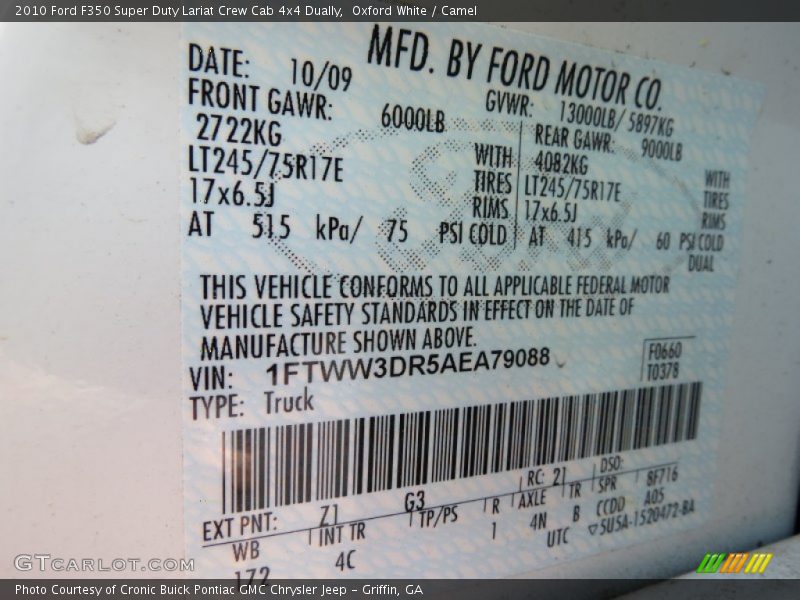 Oxford White / Camel 2010 Ford F350 Super Duty Lariat Crew Cab 4x4 Dually