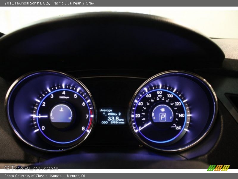 Pacific Blue Pearl / Gray 2011 Hyundai Sonata GLS