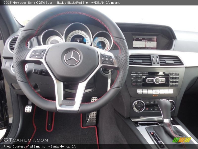 Black / Black/Red Stitch w/DINAMICA Inserts 2013 Mercedes-Benz C 250 Sport