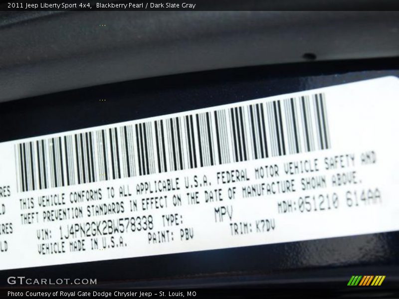 Blackberry Pearl / Dark Slate Gray 2011 Jeep Liberty Sport 4x4