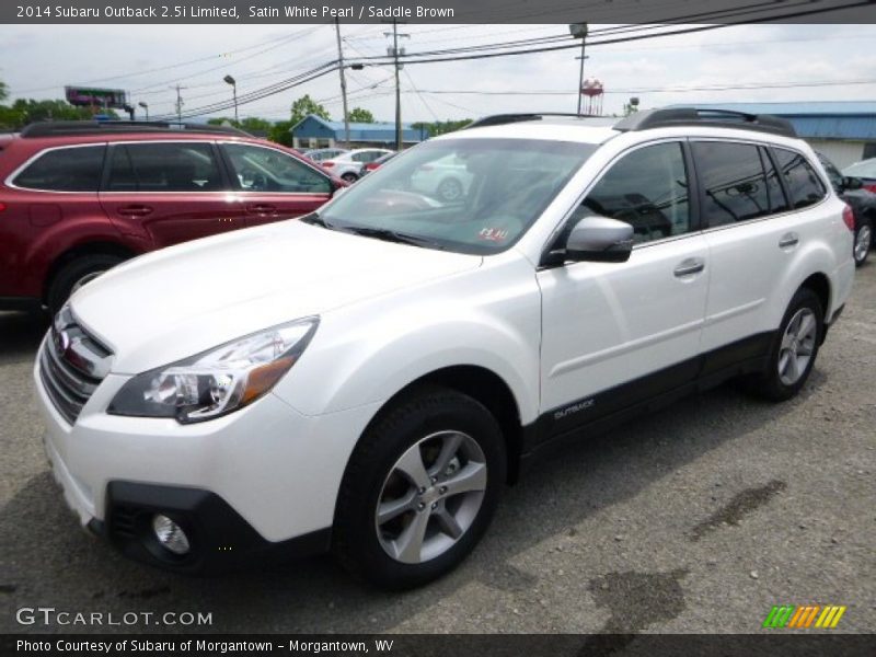 Satin White Pearl / Saddle Brown 2014 Subaru Outback 2.5i Limited
