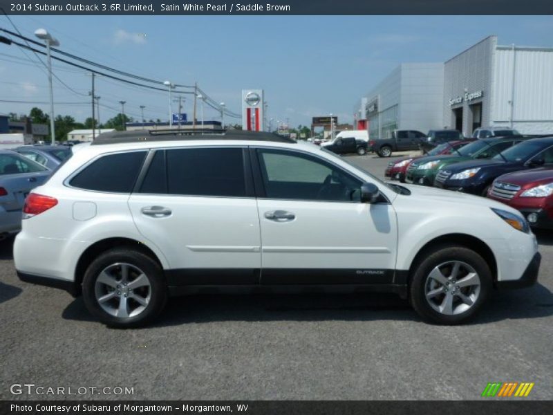 Satin White Pearl / Saddle Brown 2014 Subaru Outback 3.6R Limited