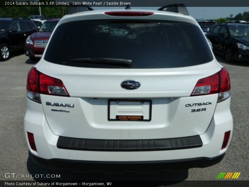 Satin White Pearl / Saddle Brown 2014 Subaru Outback 3.6R Limited