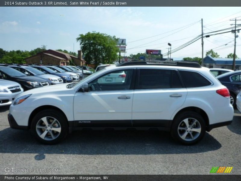 Satin White Pearl / Saddle Brown 2014 Subaru Outback 3.6R Limited