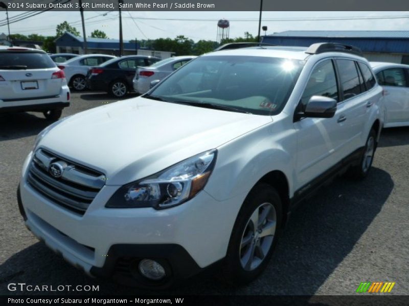 Satin White Pearl / Saddle Brown 2014 Subaru Outback 3.6R Limited