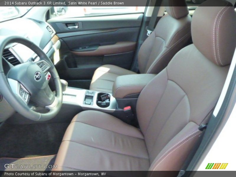 Satin White Pearl / Saddle Brown 2014 Subaru Outback 3.6R Limited