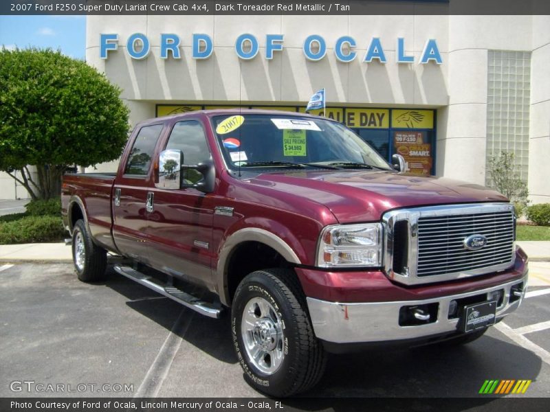 Dark Toreador Red Metallic / Tan 2007 Ford F250 Super Duty Lariat Crew Cab 4x4