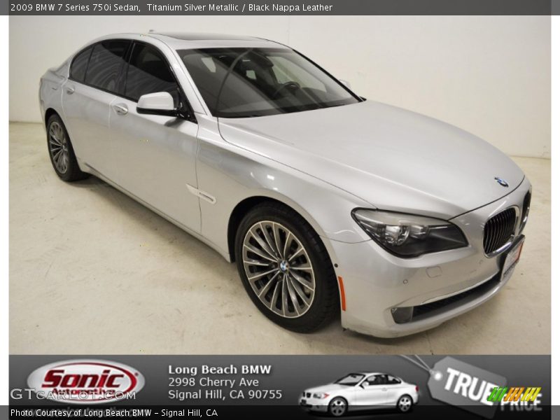 Titanium Silver Metallic / Black Nappa Leather 2009 BMW 7 Series 750i Sedan