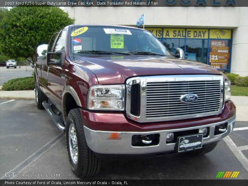 Dark Toreador Red Metallic / Tan 2007 Ford F250 Super Duty Lariat Crew Cab 4x4