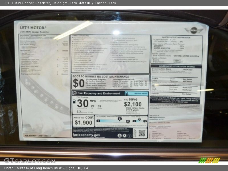 Midnight Black Metallic / Carbon Black 2013 Mini Cooper Roadster