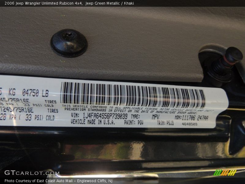 Jeep Green Metallic / Khaki 2006 Jeep Wrangler Unlimited Rubicon 4x4