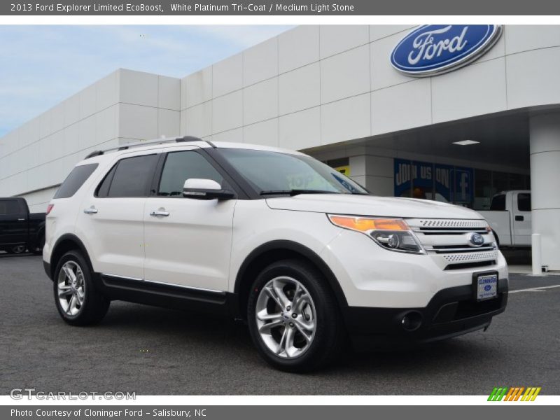 White Platinum Tri-Coat / Medium Light Stone 2013 Ford Explorer Limited EcoBoost