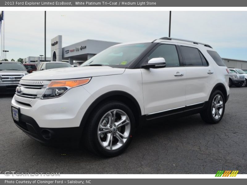 White Platinum Tri-Coat / Medium Light Stone 2013 Ford Explorer Limited EcoBoost