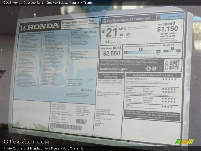 Smokey Topaz Metallic / Truffle 2013 Honda Odyssey EX-L