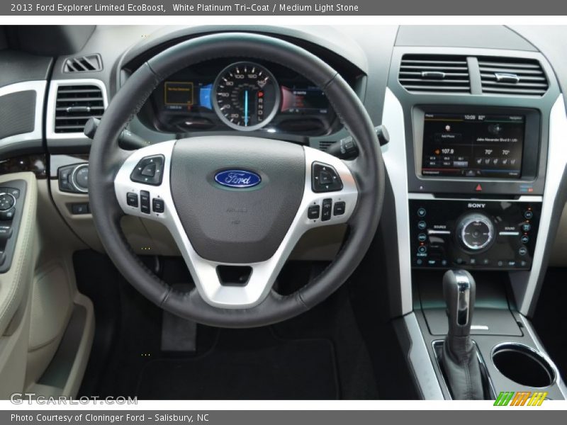 White Platinum Tri-Coat / Medium Light Stone 2013 Ford Explorer Limited EcoBoost