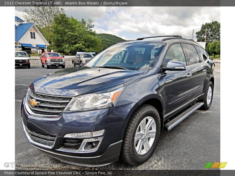 Atlantis Blue Metallic / Ebony/Mojave 2013 Chevrolet Traverse LT AWD