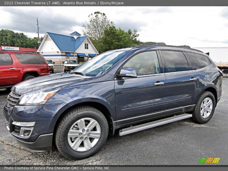 Atlantis Blue Metallic / Ebony/Mojave 2013 Chevrolet Traverse LT AWD
