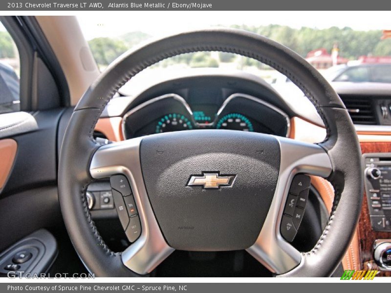 Atlantis Blue Metallic / Ebony/Mojave 2013 Chevrolet Traverse LT AWD