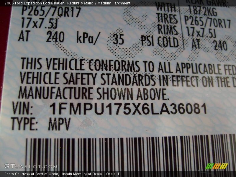 Redfire Metallic / Medium Parchment 2006 Ford Expedition Eddie Bauer
