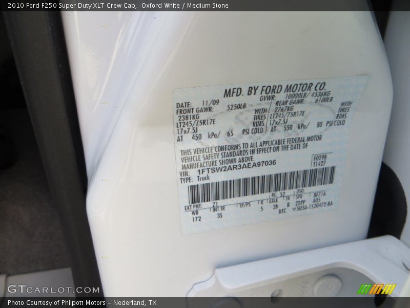 Oxford White / Medium Stone 2010 Ford F250 Super Duty XLT Crew Cab