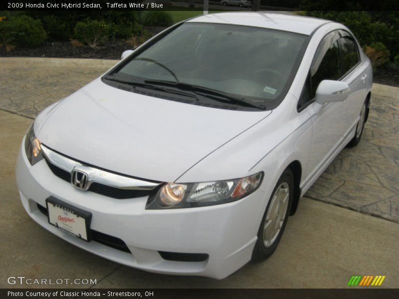 Taffeta White / Blue 2009 Honda Civic Hybrid Sedan