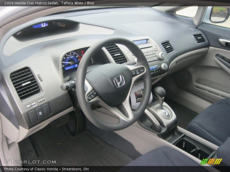 Taffeta White / Blue 2009 Honda Civic Hybrid Sedan