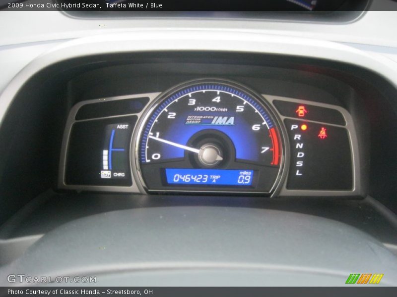 Taffeta White / Blue 2009 Honda Civic Hybrid Sedan