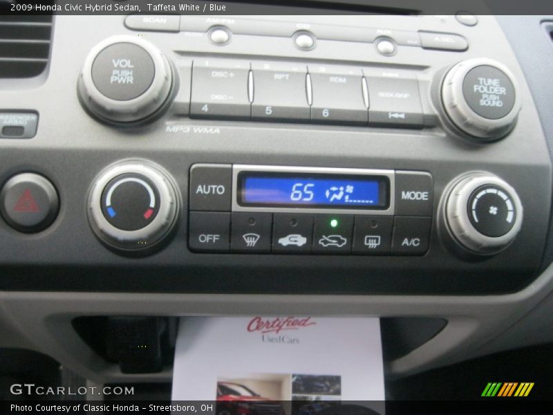 Taffeta White / Blue 2009 Honda Civic Hybrid Sedan