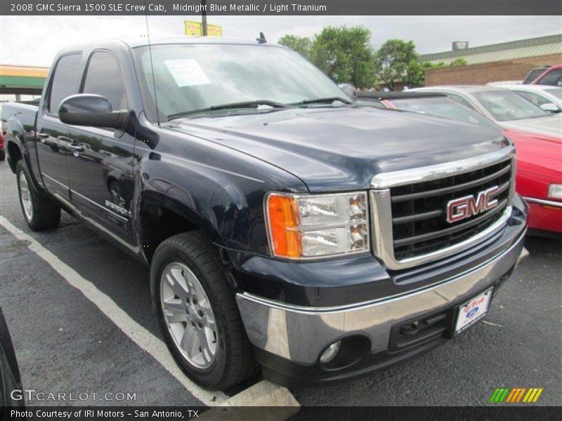 Midnight Blue Metallic / Light Titanium 2008 GMC Sierra 1500 SLE Crew Cab