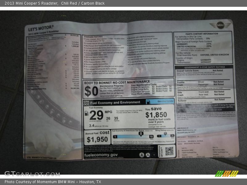 Chili Red / Carbon Black 2013 Mini Cooper S Roadster