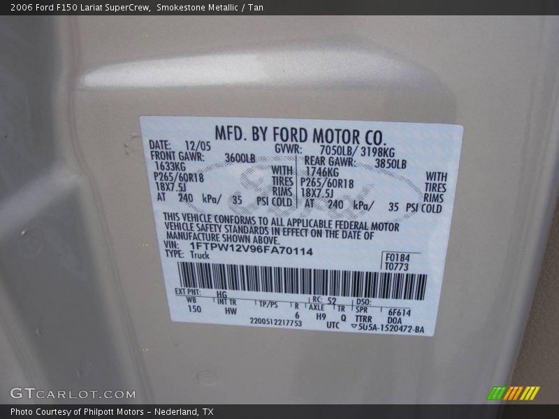 Smokestone Metallic / Tan 2006 Ford F150 Lariat SuperCrew