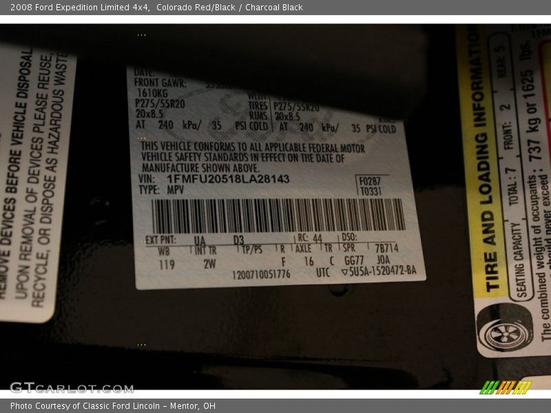 Colorado Red/Black / Charcoal Black 2008 Ford Expedition Limited 4x4