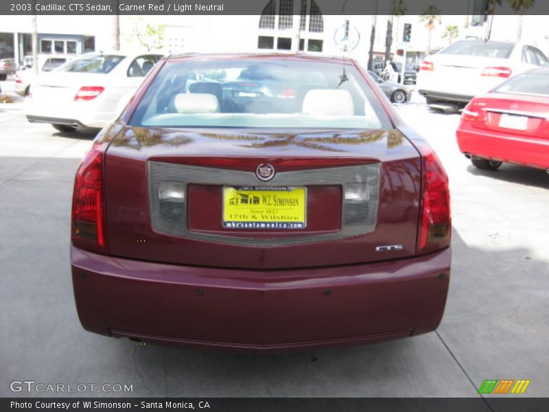 Garnet Red / Light Neutral 2003 Cadillac CTS Sedan