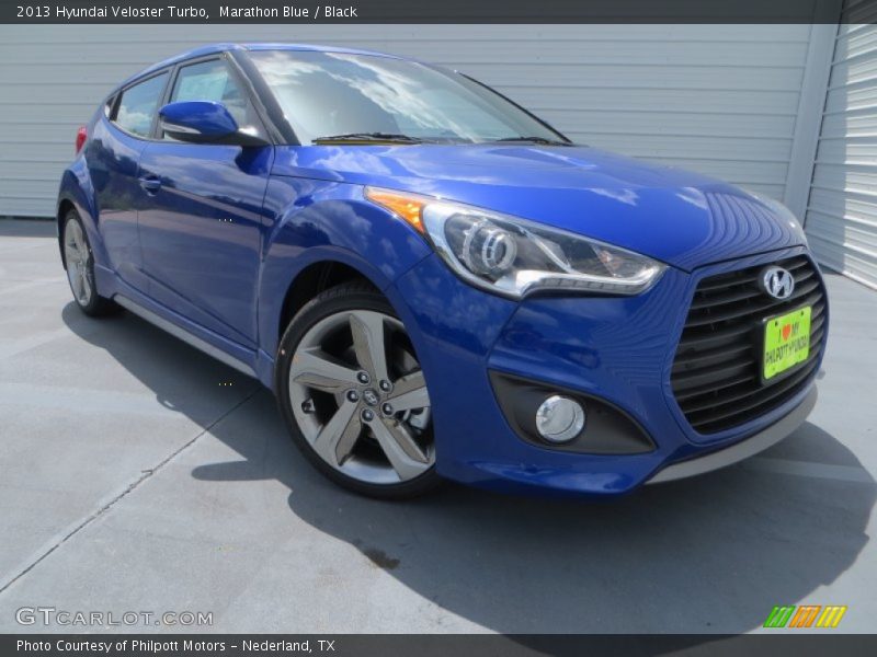 Marathon Blue / Black 2013 Hyundai Veloster Turbo