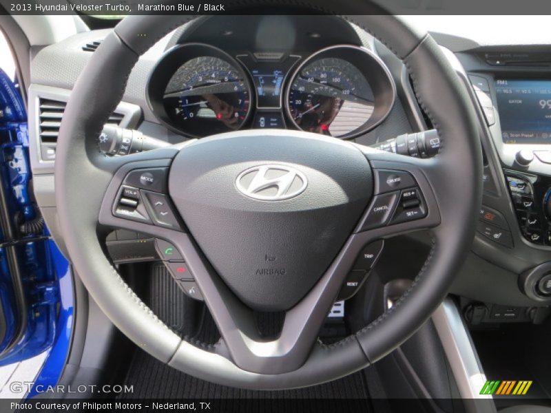 Marathon Blue / Black 2013 Hyundai Veloster Turbo