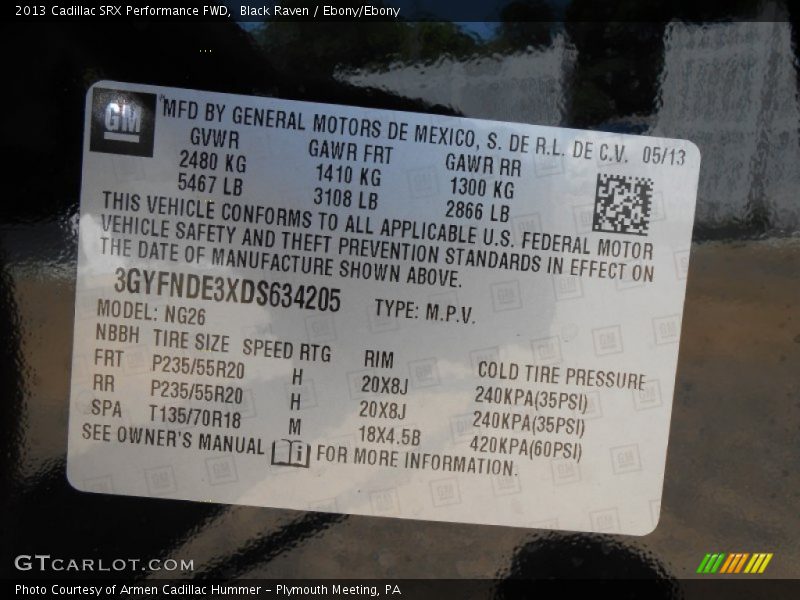 Black Raven / Ebony/Ebony 2013 Cadillac SRX Performance FWD